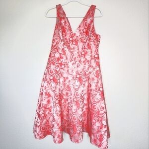 Rickie Freeman for Teri Jon Coral Floral Jacquard  Dress 12